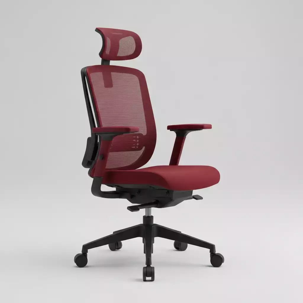 Modern ergonomic office chair in a clean office setting, isolated