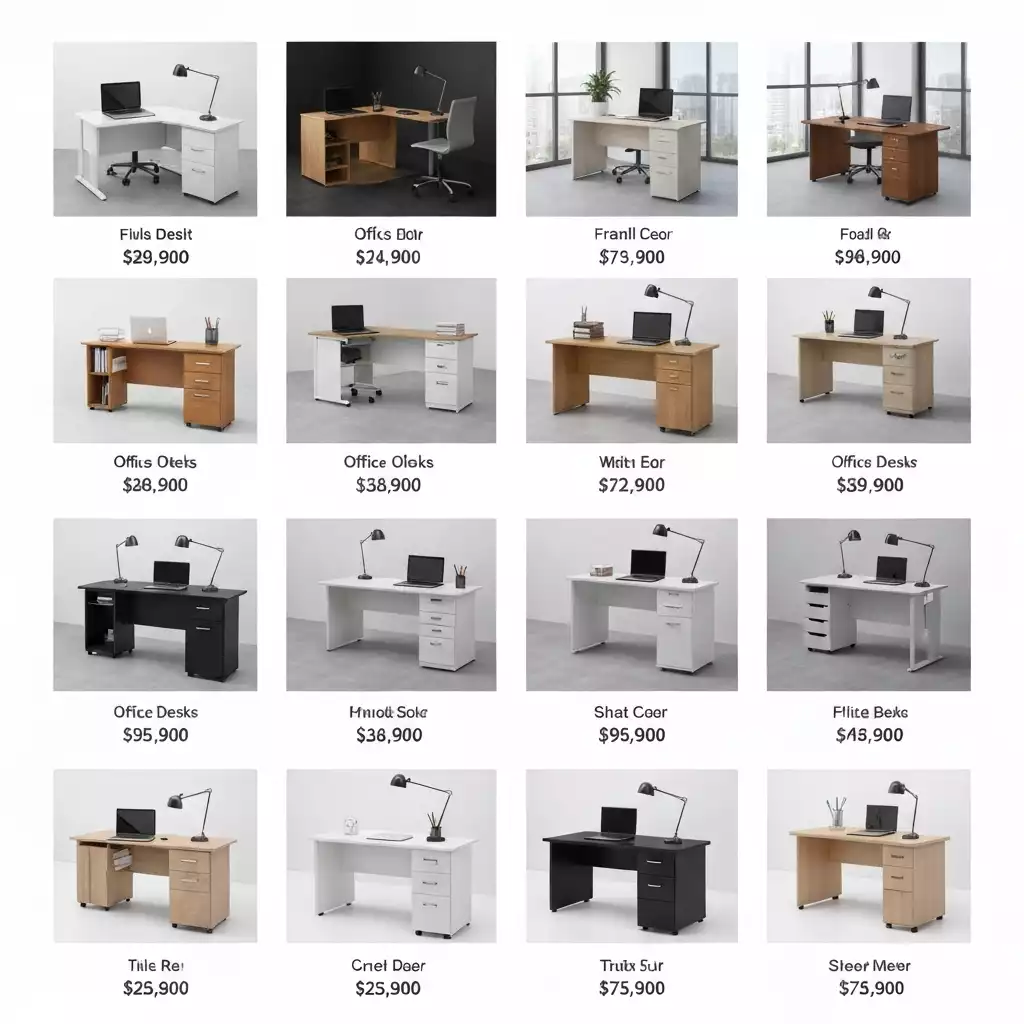 Table comparing features and prices of various small office desks