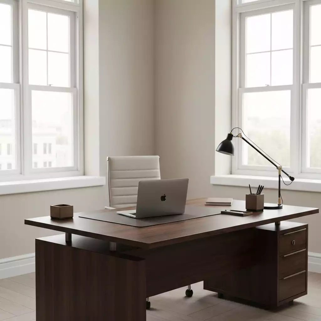 Modern executive desk in a professional office setting