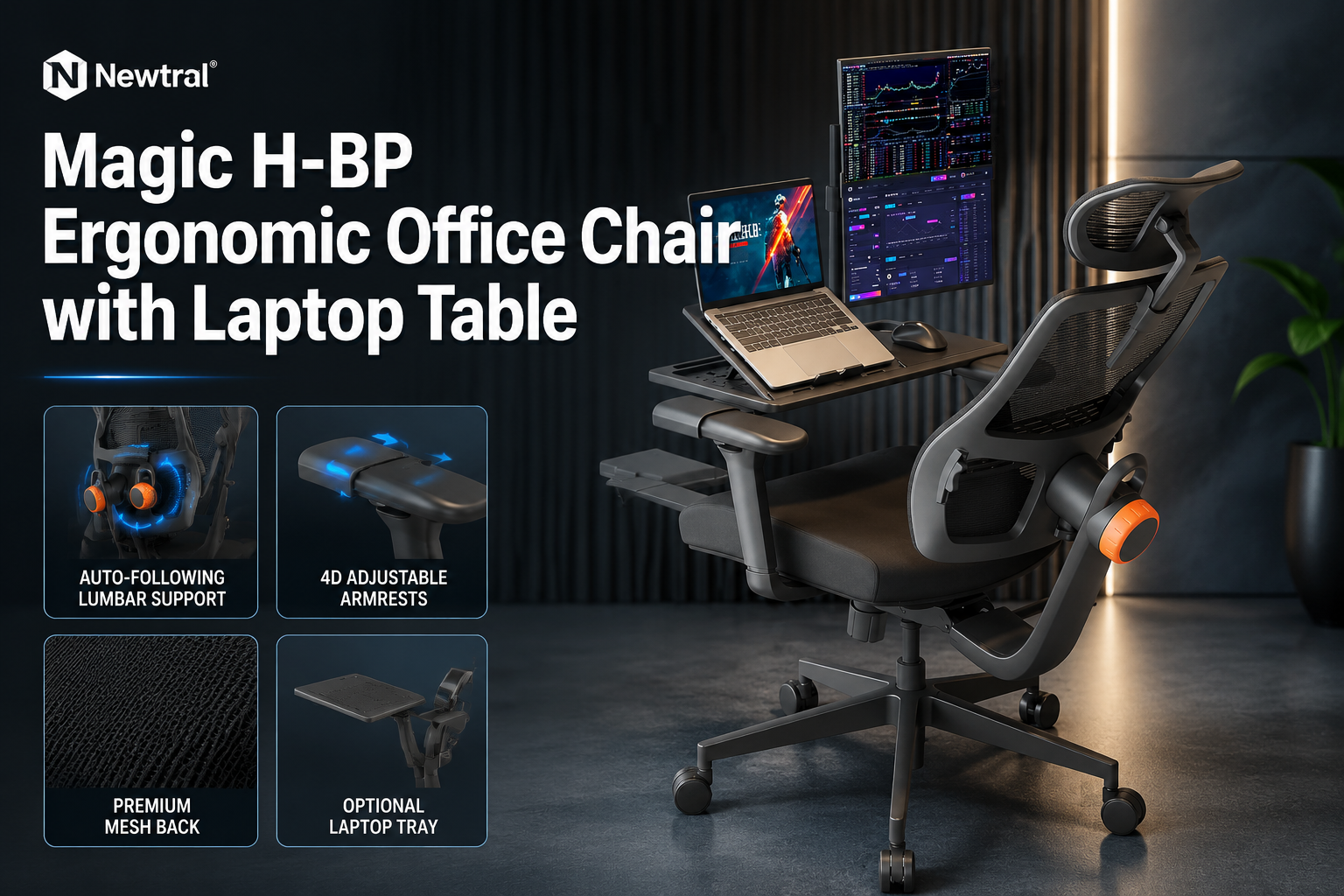Newtral Magic H BP Ergonomic Office Chair with Laptop Table: Explained 2026