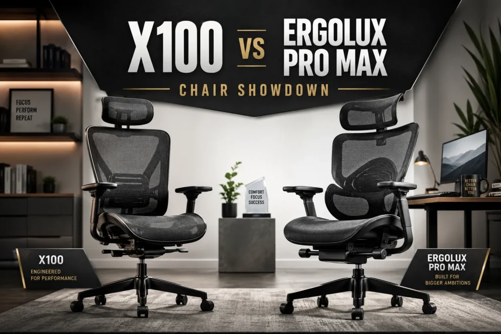 X100 vs Ergolux Pro Max Ergonomic Mesh Chair with Footrest