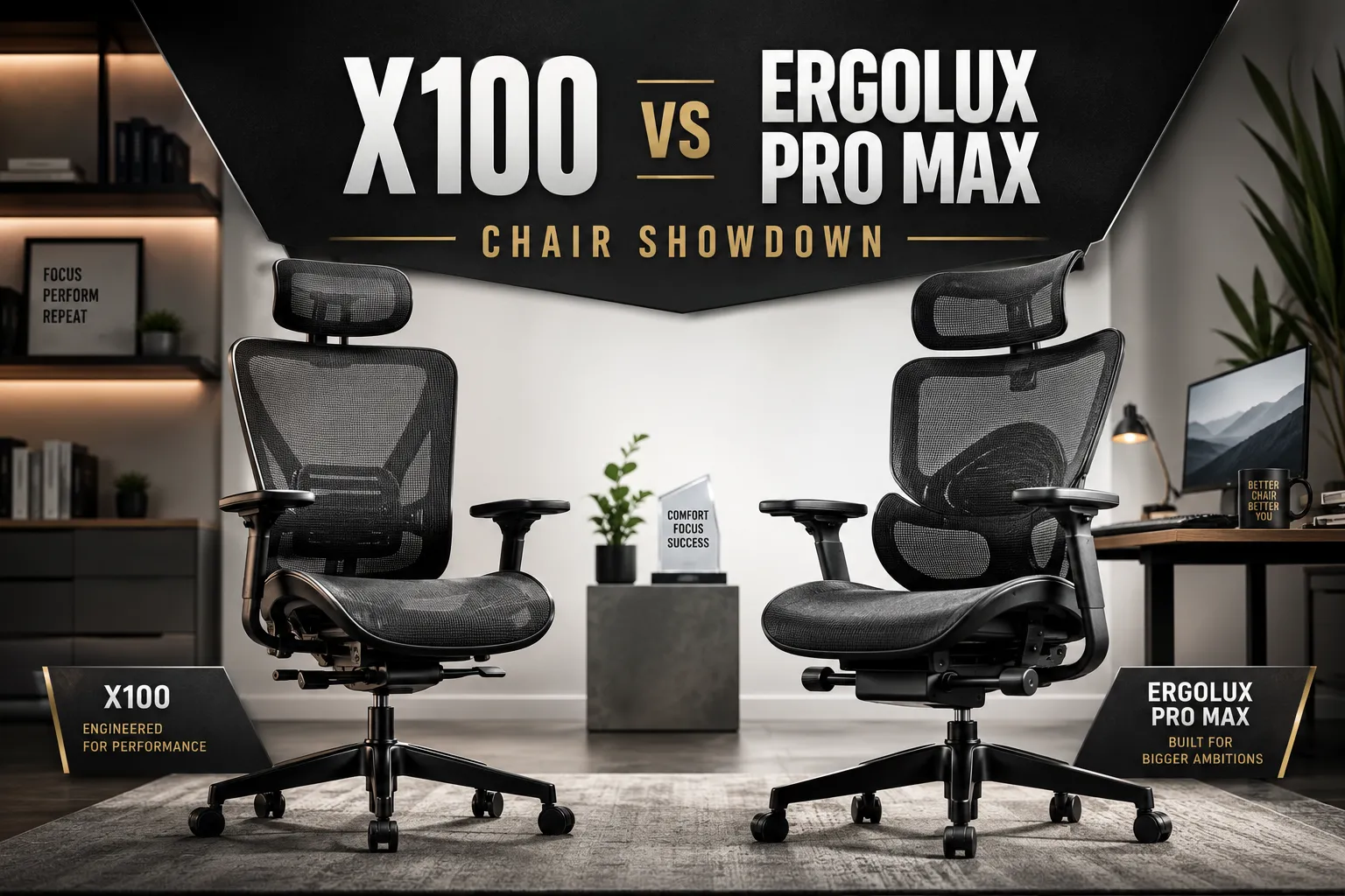 X100 vs Ergolux Pro Max Ergonomic Mesh Chair with Footrest